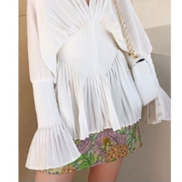 Accordion pleated v-neck blouse - Picture 2 of 3